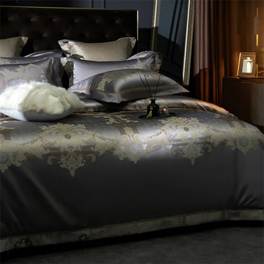 Luxury Grey and Gold Baroque 1000TC Egyptian Cotton Bedding Set